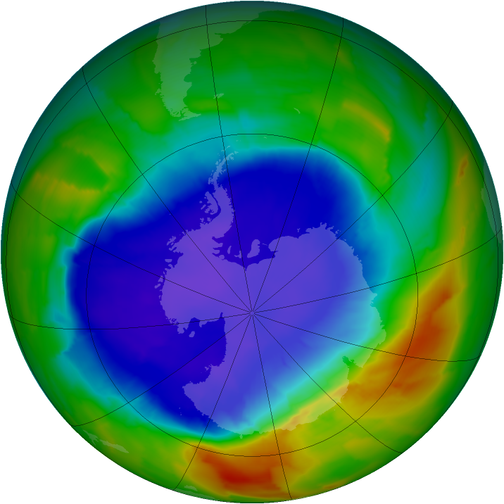 Antarctic ozone map for 27 September 2012
